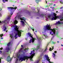 Tissu satin 100% soie imprimé peinture florale sur fond parme