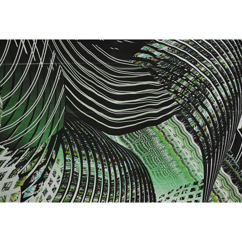Green geometric printed silk chiffon fabric