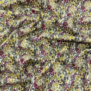 100% yellow cotton poplin fabric with digital print floral