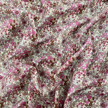 Tissu popeline 100% coton impression numérique floral rose