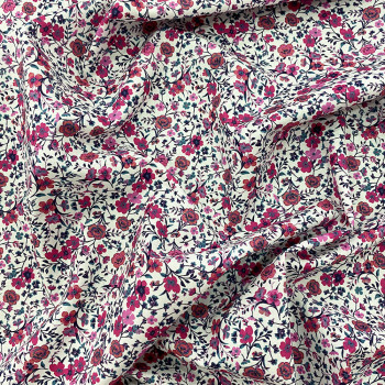 100% cotton poplin fabric with digital print fuchsia floral