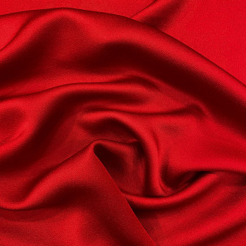 Raspberry red satin-back cady crepe fabric