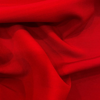 Red wool and silk cady crepe fabric
