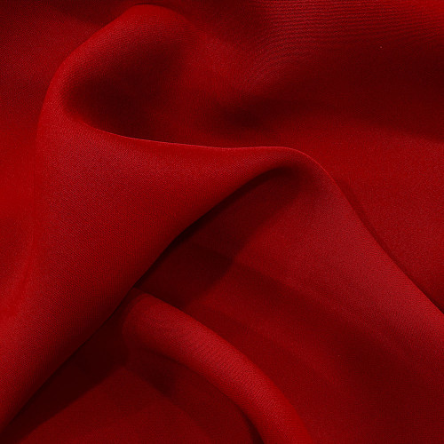 Tissu crêpe de soie lourd double face rouge