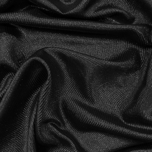 Tissu jacquard de soie lamé ondulé noir