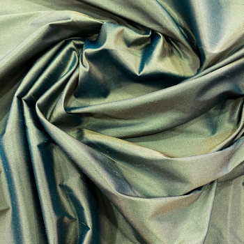 Changing turquoise forest green 100% silk taffeta fabric