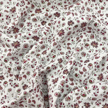 Tissu popeline 100% coton imprimé floral paisley rouge