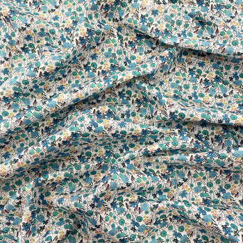 Tissu popeline 100% coton impression numérique myrtille turquoise