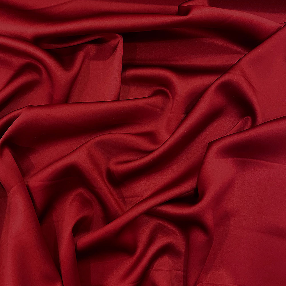 Red washed 100% silk satin fabric