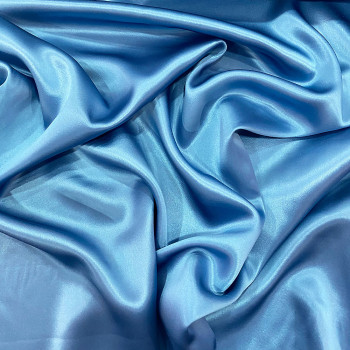 Azure blue satin fabric 100% silk