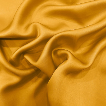 Tissu satin de soie et laine double face jaune bouton d'or