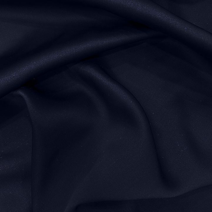 Midnight blue double-sided silk and wool satin fabric