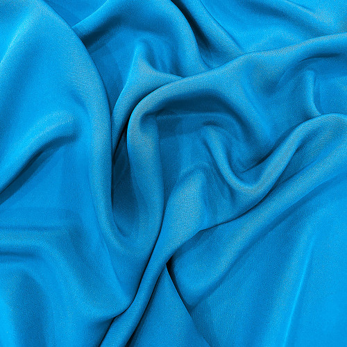 Turquoise blue 100% silk crepe fabric