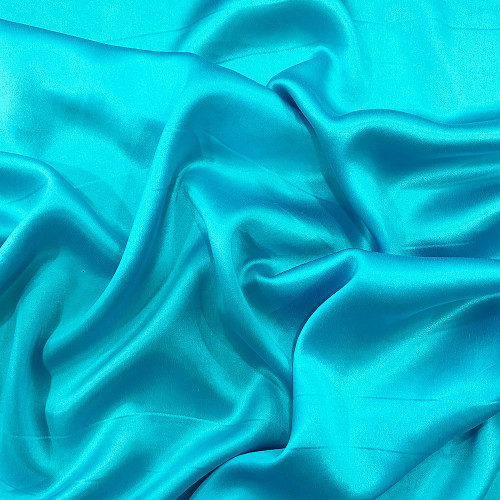 Tissu satin 100% soie lavé bleu turquoise clair