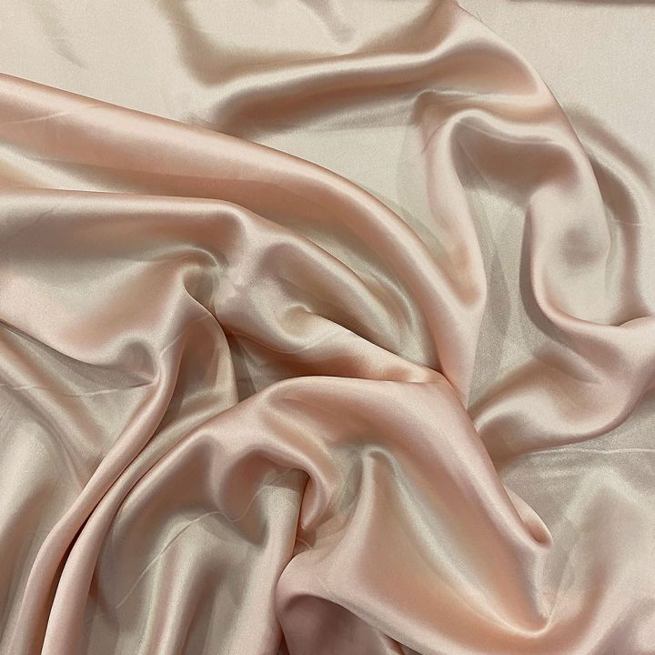 Peach pink washed 100% silk satin fabric