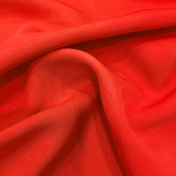 Tissu crêpe laine et soie double face rouge corail