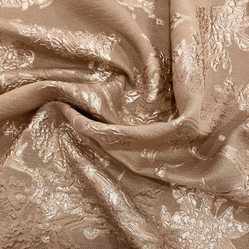 Nude two tone floral silk brocade fabric