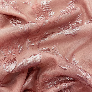 Tissu brocart de soie floral deux tons rose