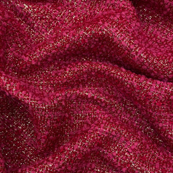 Fuchsia woven and iridescent tweed effect fabric