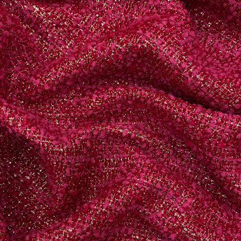 Tissu tissé et irisé effet tweed fuchsia