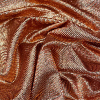 Copper wavy lamé 100% silk jacquard fabric