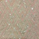 Pink diamond beaded embroidered tulle fabric