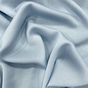 Almond blue satin-back cady crepe fabric