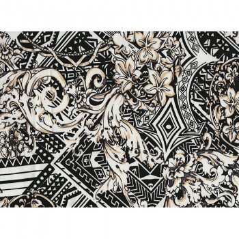 Tissu satin de coton imprimé fleurs géométriques