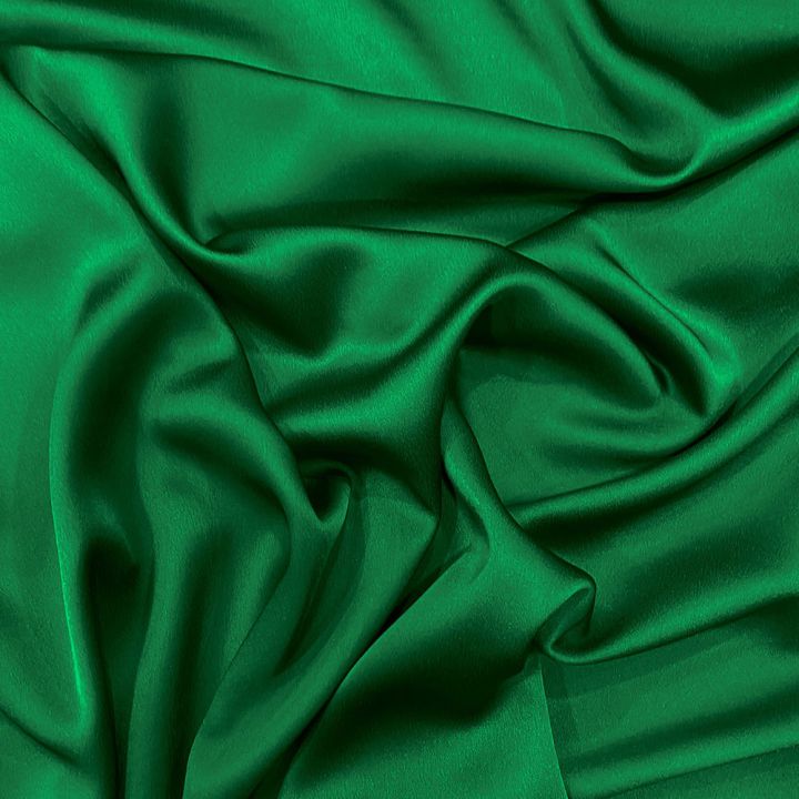 Emerald green satin-back cady crepe fabric