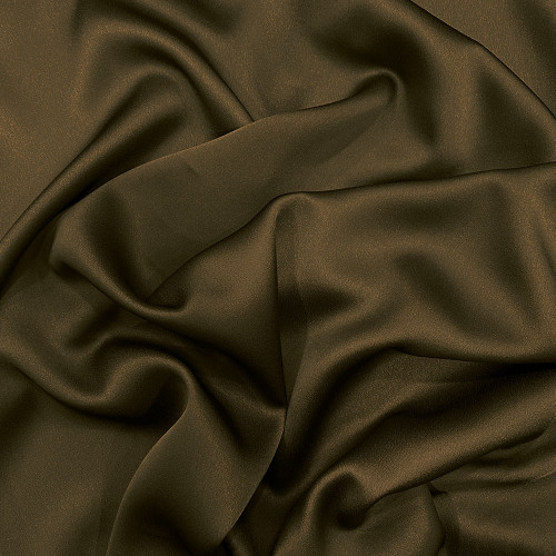 Khaki green satin-back cady crepe fabric