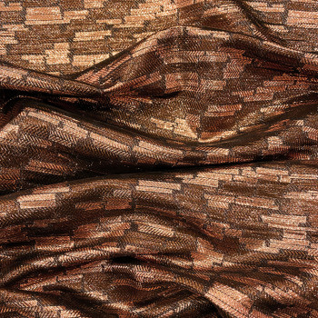 Copper herringbone silk lamé fabric