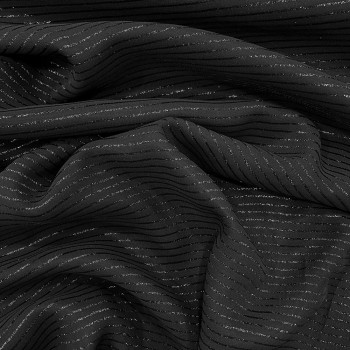 Silk georgette fabric with black lurex stripes