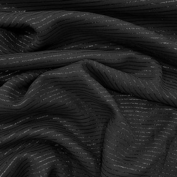 Silk georgette fabric with black lurex stripes