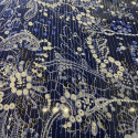 Tissu mousseline de soie bleue et fil or (2 mètres)