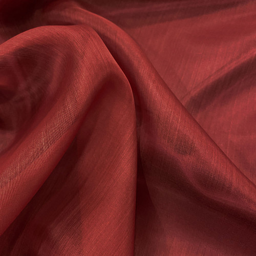 Burgundy red silk organza fabric (1.90 meters)