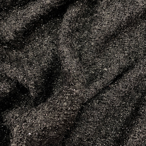 Tissu tissé et irisé noir avec paillettes noires
