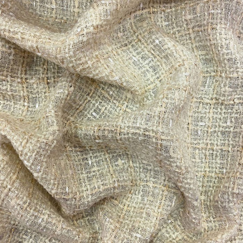 Off-white and gold/white tones threads woven and iridescent fabric