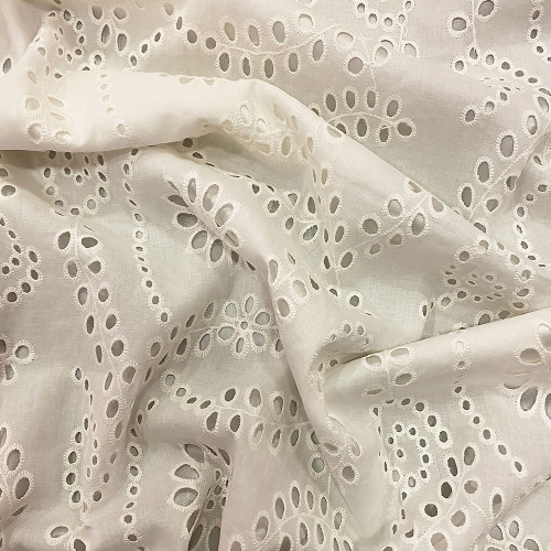 English embroidery fabric 100% cotton off-white