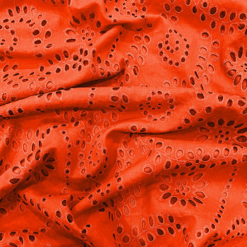 Tissu broderie anglaise 100% coton orange