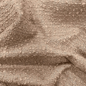 Sand beige woven and looped fabric