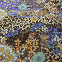Gold thread chiffon with floral panther print (1.30 meters)