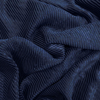 Navy blue dévoré silk velvet fabric