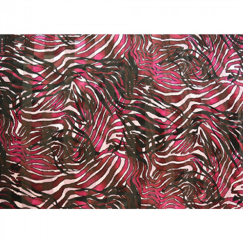 Silk chiffon fabric printed red zebra with satin bands