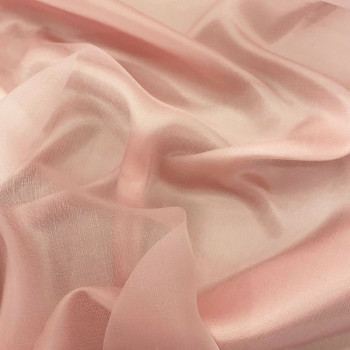 Tissu organza de soie rose pale