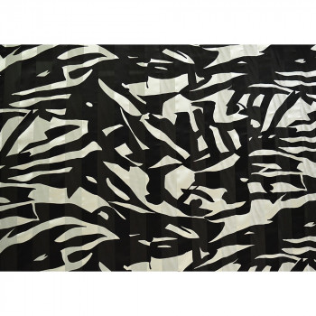 Black and white printed silk chiffon fabric