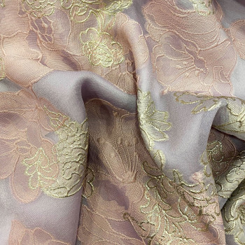 Parma Japanese-style floral silk jacquard fabric