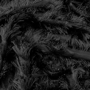 Black feathered silk jacquard fabric