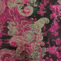 Tissu jacquard de soie paisley indien fuchsia