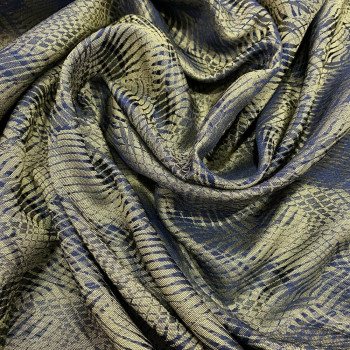 Khaki green leaves jacquard silk fabric (0.95 meters)