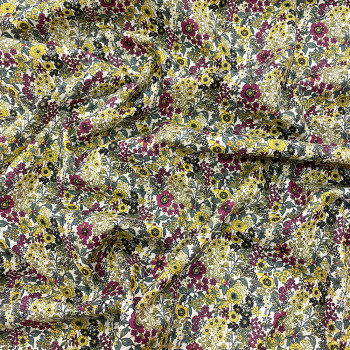 Tissu popeline 100% coton impression numérique floral jaune (1,70 mètres)